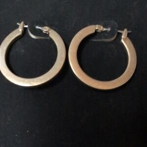 Gold Tone Flat Hoop Earrings